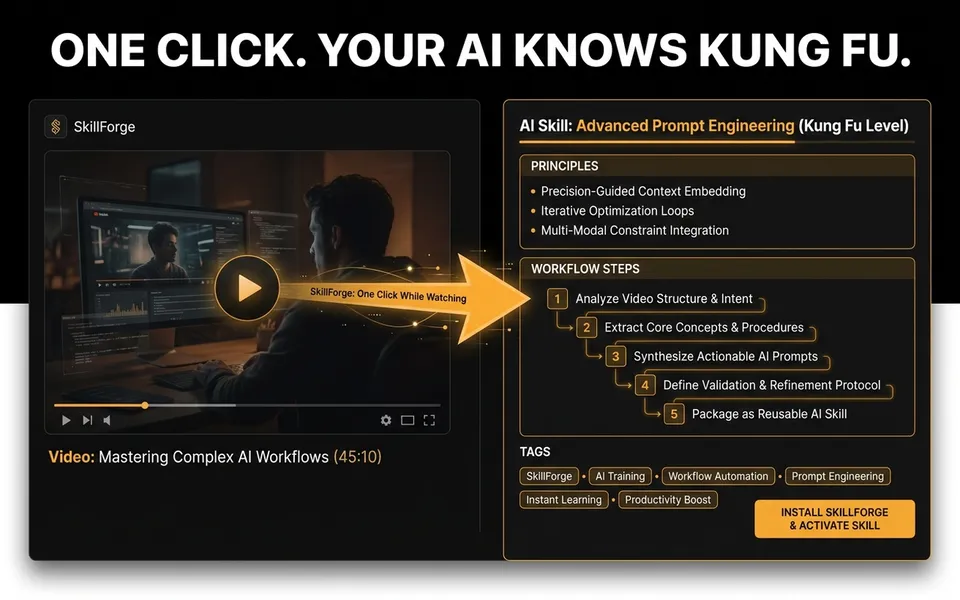 SkillForge transforms a YouTube video into a structured AI skill